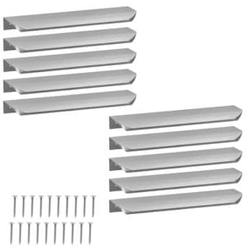 shumee Moderni aluminijasti ročaji za pohištvo s srebrnim robom 212 mm, 10 kosov