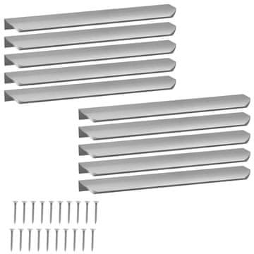 shumee Moderni aluminijasti ročaji za pohištvo s srebrnim robom 276 mm, 10 kosov