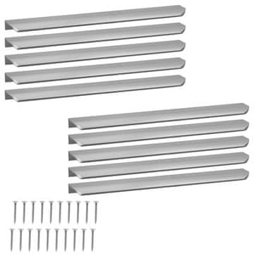 shumee Moderni aluminijasti ročaji za pohištvo s srebrnim robom 340 mm, 10 kosov
