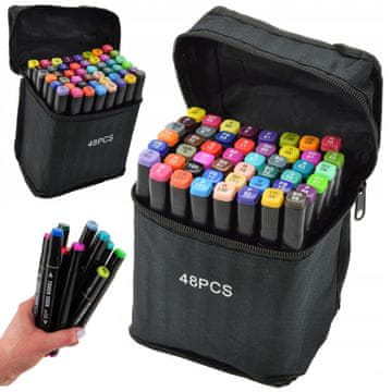 TOP GIFT TG70308 Alkoholni markerji, dvostranski markerji, 48-delni komplet + etui