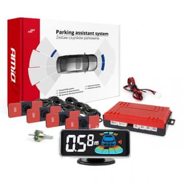 AMIO Parkirni senzorji za vzvratno vožnjo, črni, LED 3D, notranjost amio-03190