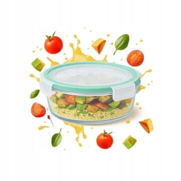 shumee Hermetična okrogla steklena posoda Lunchbox 390 ml za prigrizke na kosilo