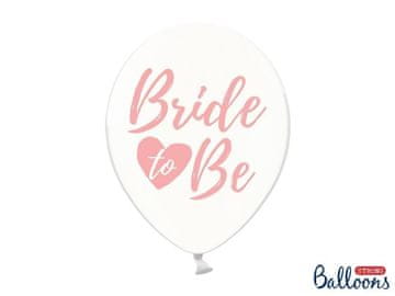PartyDeco Kristalno prozorni baloni, prozorni z napisom Bride to Be 30 cm, 6 kosov.