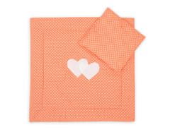 Bobono Posteljnina za voziček s polnilom, odeja in vzglavnik - Peach grah hearts