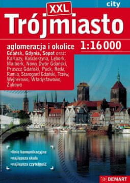 shumee Tricity XXL. Gdańsk, Gdynia, Sopot. Atlas aglomeracije in okolice. Demart