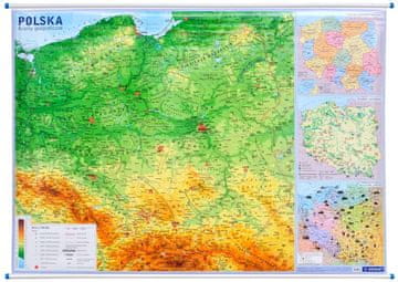 shumee Poljska 1:700.000. Splošni geografski (fizični) stenski zemljevid. Demart