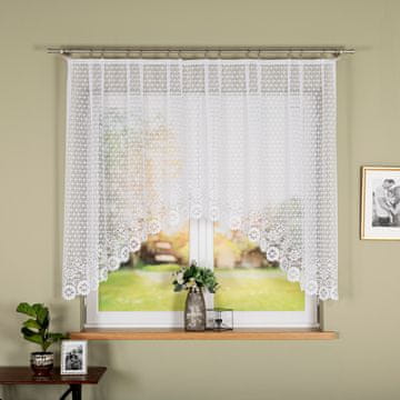 shumee Faustyna - Že izdelana žakard zavesa z izrezom na dnu - 250x140 cm - bela