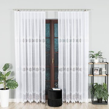 shumee Violetta - Že izdelana žakard zavesa z ravnim robom - 200x250 cm - bela -