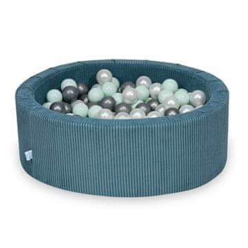 shumee Suhi bazen 90x30 Corduroy Blue 200 kroglic: biserna, srebrna, svetlo mint