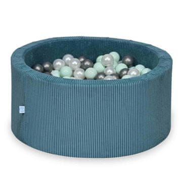 shumee Suhi bazen 90x40 Corduroy Blue 300 kroglic: biserna, srebrna, svetlo mint