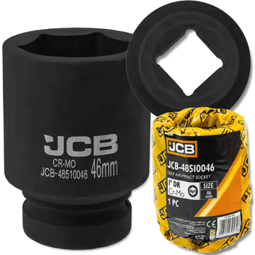 JCB JCB 1" 46 mm globok udarni nasadni ključ Cr-Mo šesterokotni nasadni ključ