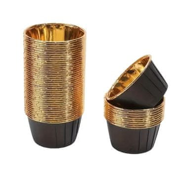 TOP GIFT TG80292-2 zlati in črni modelčki za mafine, modelčki za mafine, 50 kosov