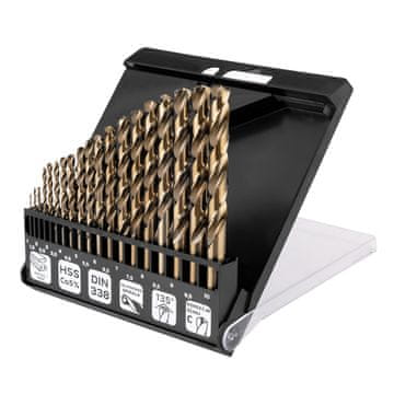 shumee Svedri za kovino HSS-CNC, 124°, "Pro-Tec", 1,0–10,0 mm, komplet 19 kosov