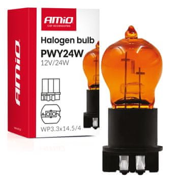 AMIO Halogenska žarnica PWY24W WP3,3x14,5-4 jantarne barve 12V 24W amio-04410