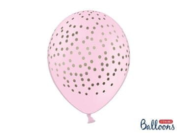 PartyDeco Lateks baloni, pudrasto roza z zlatimi pikami, 30 cm (1 paket / 6 kosov)