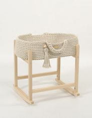 MY SWEET BABY Nosilec za punčke Moses Basket boho bombaž z leseno zibelko - svetlo bež