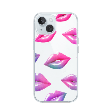 shumee Ovitek za iPhone 15 Plus, prozoren, silikonski Flexi, hologramski robovi