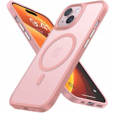shumee Mat magnetni ovitek za MagSafe za iPhone 15 + steklena podloga JF02_ROZA