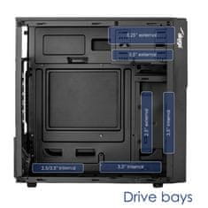 Akyga Akyga AK19BK ohišje za računalnik Micro ATX, stolp, USB-C, USB 3.0, črno