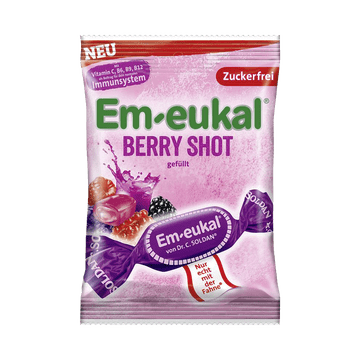 shumee Em-eukal Berry Shot bonboni brez sladkorja, sadni užitek z jagodami 75 g
