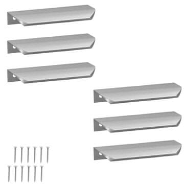 shumee Moderni aluminijasti ročaj za pohištvo s srebrnim robom 116 mm, 6 kosov