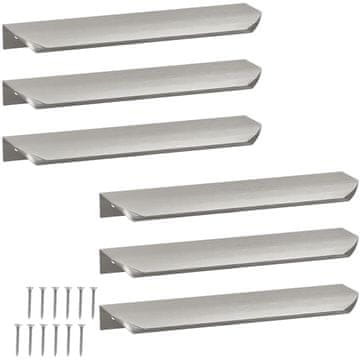 shumee Moderni aluminijasti ročaji za pohištvo s srebrnim robom 180 mm, 4 kosi