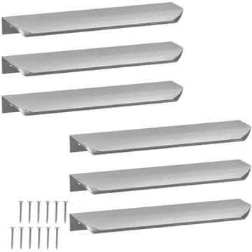 shumee Moderni aluminijasti ročaj za pohištvo s srebrnim robom 212 mm, 6 kosov