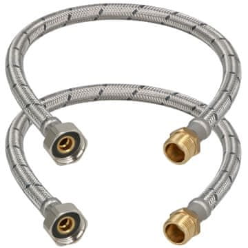 shumee Fleksibilni konektor 3/8” 1/2” ženski-moški jeklo 50 CM komplet 2 kosov