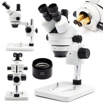 shumee Techrebal 10HT trinokularni stereo mikroskop 3,5X - 45X + objektiv 0,5x