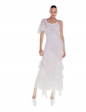 Karen Millen Karen Millen bela midi obleka z volančki in asimetričnimi rokavi 38 B1C