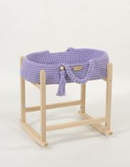 MY SWEET BABY Nosilec za punčke Moses Basket boho bombaž z leseno zibelko - vijoličen