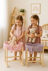 MY SWEET BABY Nosilec za punčke Moses Basket boho bombaž z leseno zibelko - vijoličen