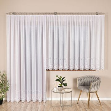 shumee Jagoda - Že izdelana žakard zavesa z ravnim robom - 300x250 cm - bela -
