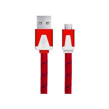 TOP GIFT EB176R esperanza micro USB 2.0 kabel A-B M/M 1,0 m ploščat pleten rdeč