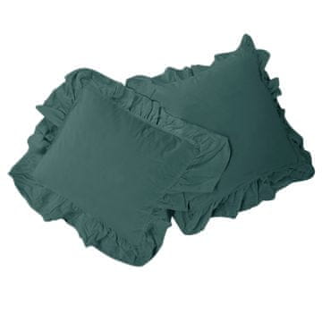 shumee Prevleke za vzglavnike 40x40 z volančki, temno zelene, komplet 2 kosov