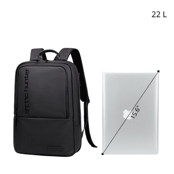 shumee Črn mestni poslovni nahrbtnik, 22 l, vodoodporen, za 15,6-palčni prenosnik, eleganten in prostoren. Arctic Hunter B00529 Črne barve.