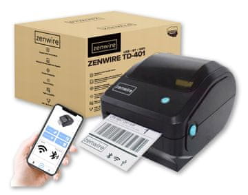 ZENWIRE Mini termični tiskalnik etiket za kurirske naprave, samolepilni, 100x150, USB, Bluetooth, Wifi, Zenwire TD-401