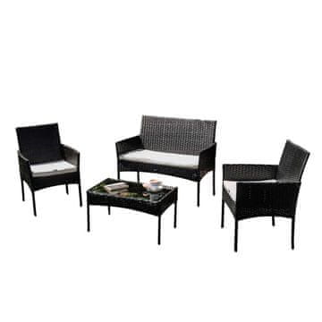 shumee Vrtni set pohištva za 4 osebe z blazinami ferani fiji ZH-105-BK S2 100x57 + 2F + STO 71x40x39 črna/bež N