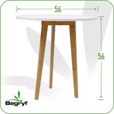 shumee Okrogla klubska mizica z belo površino, lesene noge, bambus, moderna skandinavska | 56x56 cm | begryf