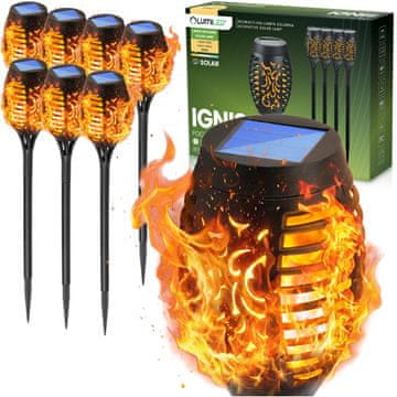 LUMILED Komplet 8 vrtnih svetilk IGNIS LED, vstavljiva svetilka, učinek plamena, 50 cm,