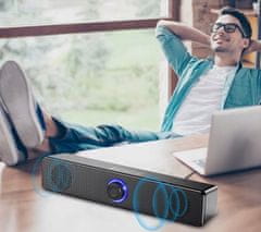 ZENWIRE Mini zvočniški sistem Soundbar za računalnik 2.0 USB za prenosni računalnik LED 18W Zenwire BT-S057