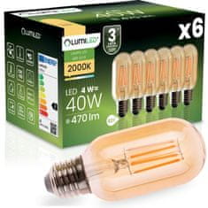 LUMILED 6x E27 T45 LED žarnica 4W = 40W 470LM 2000K topla 360° filamentna jantarna