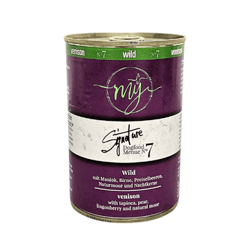 shumee 75 % jelenovega mesa z manioko, brusnicami in medicinsko šoto | Hrana za pse | My Signature 410 g