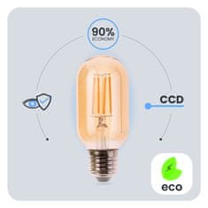 LUMILED 6x E27 T45 LED žarnica 4W = 40W 470LM 2000K topla 360° filamentna jantarna