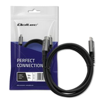 Qoltec USB4 ultra hitri kabel | USB-C PD 240W | Thunderbolt 3/4 | 4K | 40 Gb/s | 1 m | črne barve
