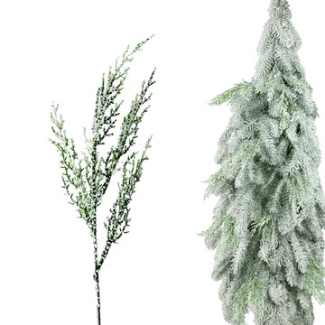 shumee Ledeno zelena okrasna veja s kristali in bleščicami - Listi za okraske in božična drevesca 30 cm