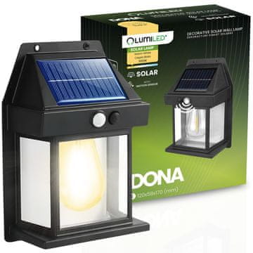 LUMILED Solarna stenska svetilka LED fasadna svetilka 3000K IP44 senzor gibanja in somraka DONA