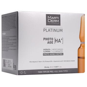 shumee MartiDerm Platinum Photo Ahe HA+, vlažilni in posvetljevalni serum za obraz v ampulah 30 x 2 ml