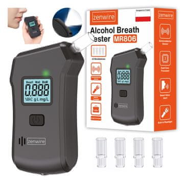 ZENWIRE Profesionalni digitalni alkotester za domačo uporabo, svetilka, 5-kratni ustnik, Zenwire MR806