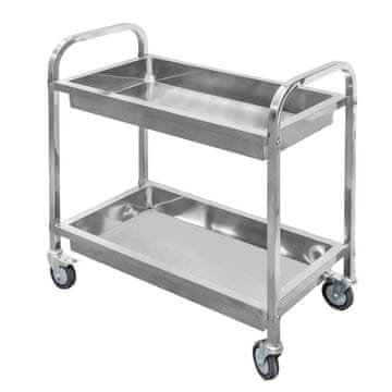 shumee Servirni voziček Mega-M iz nerjavečega jekla z 2 globokima policama Š-85 cm G-45 cm V-90 cm N